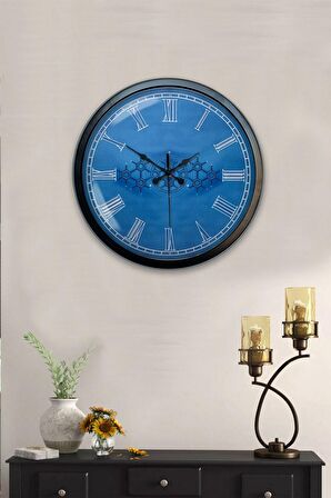 40 Cm Siyah Metal Çınar Duvar Saati