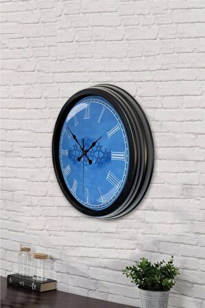 40 Cm Siyah Metal Çınar Duvar Saati