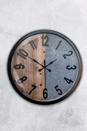 40 Cm Siyah Metal Çift Renk Duvar Saati