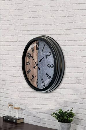 40 Cm Siyah Metal Çift Renk Duvar Saati