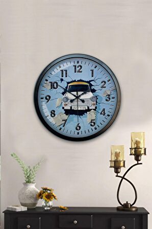 40 Cm Siyah Metal Çiçek Abbas Duvar Saati