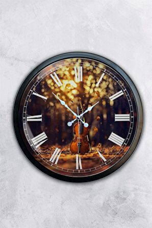 40 Cm Siyah Metal Çello Duvar Saati