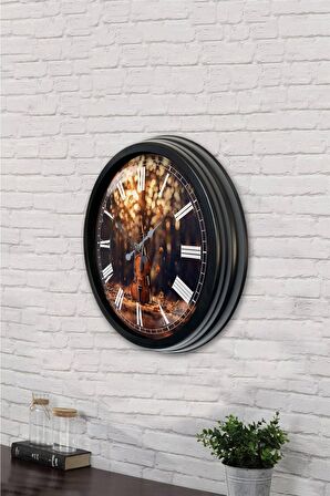 40 Cm Siyah Metal Çello Duvar Saati