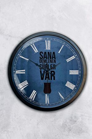 40 Cm Siyah Metal Çay Duvar Saati