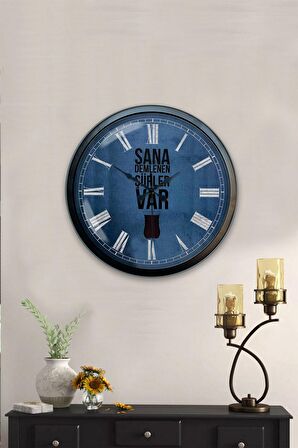 40 Cm Siyah Metal Çay Duvar Saati