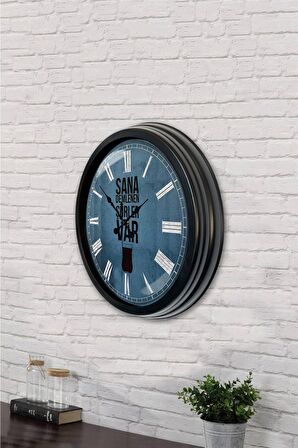 40 Cm Siyah Metal Çay Duvar Saati