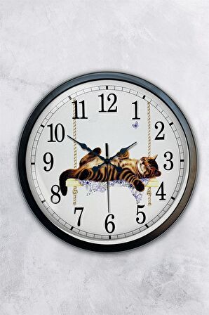 40 Cm Siyah Metal Cat Duvar Saati