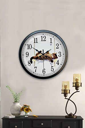 40 Cm Siyah Metal Cat Duvar Saati