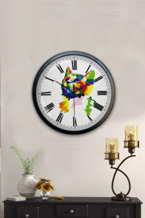 40 Cm Siyah Metal Cat Duvar Saati