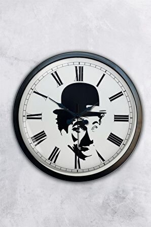 40 Cm Siyah Metal çarli Çaplin Duvar Saati