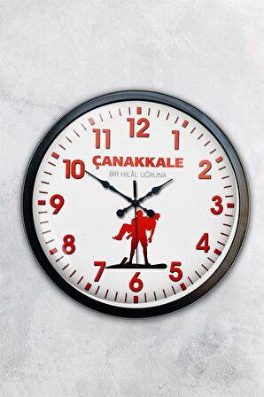 40 Cm Siyah Metal Çanakkale Anısına Duvar Saati