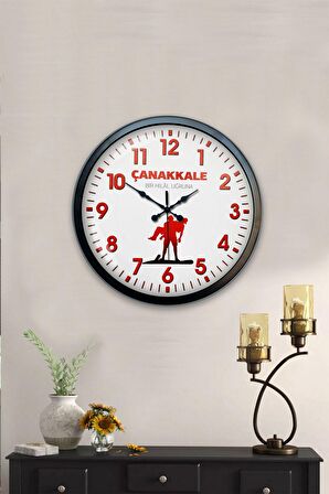 40 Cm Siyah Metal Çanakkale Anısına Duvar Saati