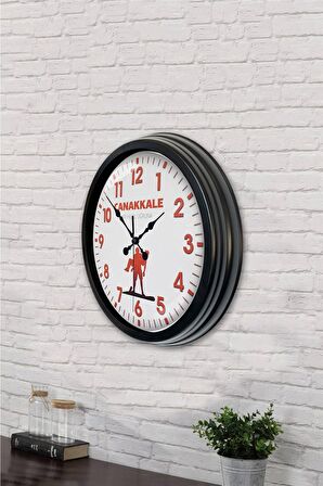 40 Cm Siyah Metal Çanakkale Anısına Duvar Saati