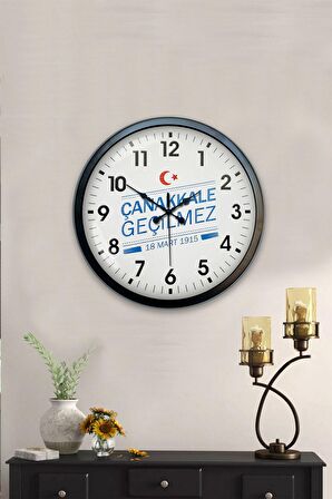 40 Cm Siyah Metal Çanakkale  Duvar Saati