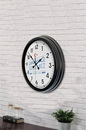 40 Cm Siyah Metal Çanakkale  Duvar Saati