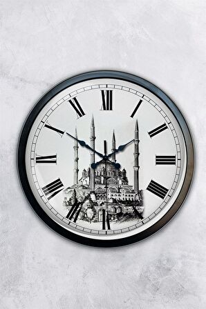 40 Cm Siyah Metal Cami Temalı Duvar Saati