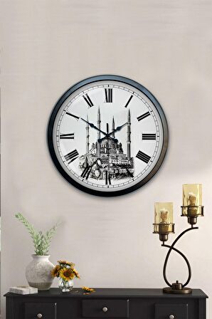 40 Cm Siyah Metal Cami Temalı Duvar Saati