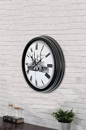 40 Cm Siyah Metal Cami Duvar Saati