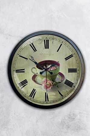 40 Cm Siyah Metal Cafe Duvar Saati