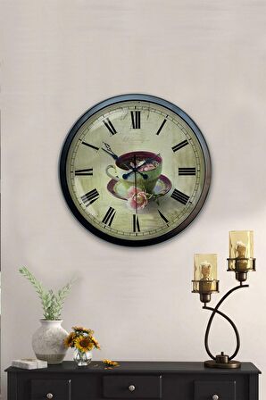 40 Cm Siyah Metal Cafe Duvar Saati