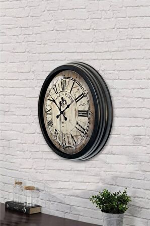 40 Cm Siyah Metal Cafe de Paris Duvar Saati