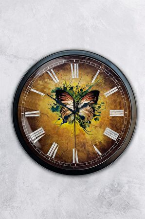 40 Cm Siyah Metal Butterfly Duvar Saati