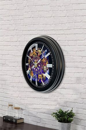 40 Cm Siyah Metal Burçlar Duvar Saati