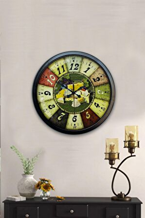 40 Cm Siyah Metal Breakfeast Duvar Saati