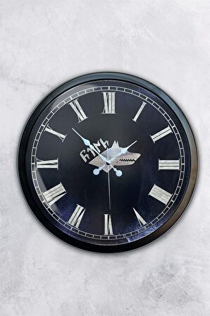 40 Cm Siyah Metal Bozkurt Türk Duvar Saati