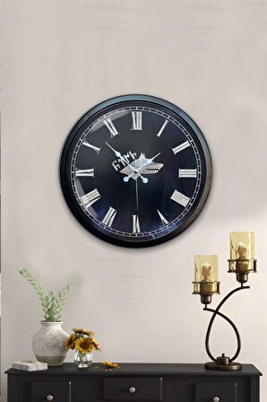 40 Cm Siyah Metal Bozkurt Türk Duvar Saati