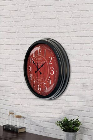 40 Cm Siyah Metal Boston 2 Duvar Saati