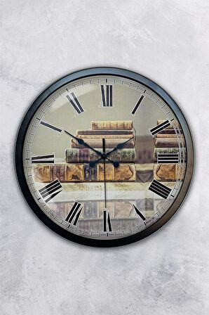 40 Cm Siyah Metal Book Duvar Saati