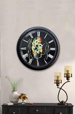 40 Cm Siyah Metal Bom Marley Duvar Saati