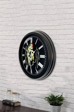40 Cm Siyah Metal Bom Marley Duvar Saati