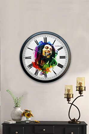40 Cm Siyah Metal Bom Marley Duvar Saati
