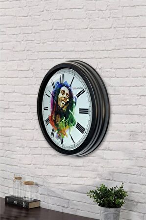 40 Cm Siyah Metal Bom Marley Duvar Saati