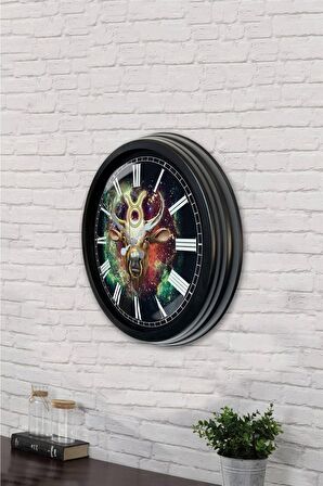 40 Cm Siyah Metal Boğa Burcu Duvar Saati