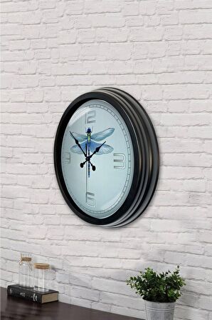 40 Cm Siyah Metal Böcek Duvar Saati