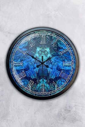 40 Cm Siyah Metal Blue Duvar Saati