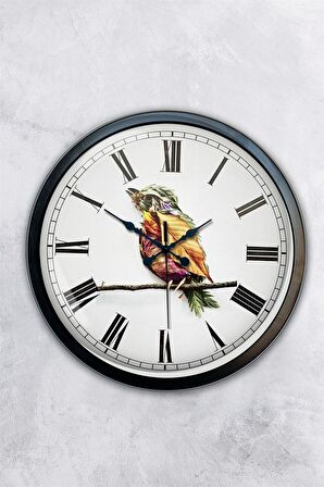 40 Cm Siyah Metal Bird Duvar Saati