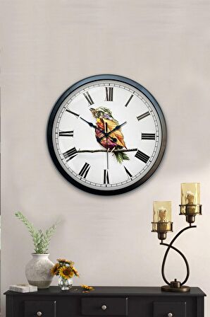40 Cm Siyah Metal Bird Duvar Saati