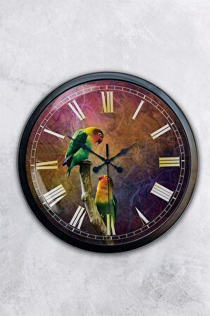 40 Cm Siyah Metal Bird Duvar Saati