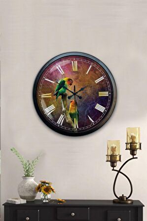 40 Cm Siyah Metal Bird Duvar Saati