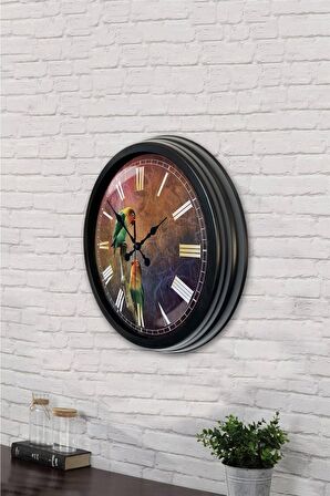 40 Cm Siyah Metal Bird Duvar Saati