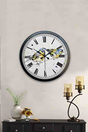 40 Cm Siyah Metal Bird Duvar Saati