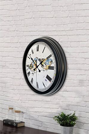 40 Cm Siyah Metal Bird Duvar Saati