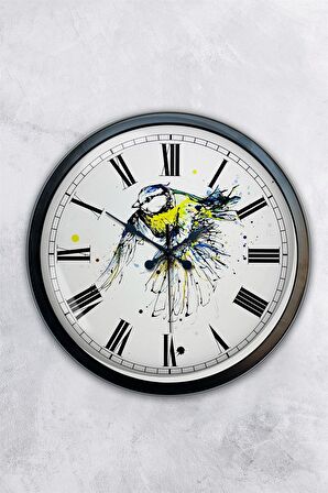 40 Cm Siyah Metal Bird Duvar Saati