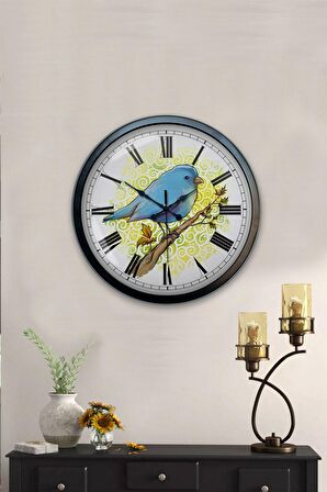40 Cm Siyah Metal Bird Duvar Saati