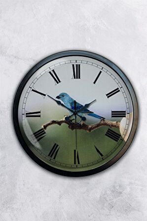 40 Cm Siyah Metal Bird Duvar Saati