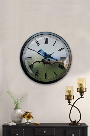 40 Cm Siyah Metal Bird Duvar Saati